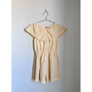 Zara Girls 100% Linen Ruffled Playsuit Romper in Light Yellow Size 11-12 NEW